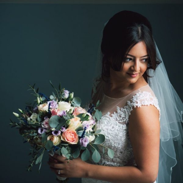 bride with flowers